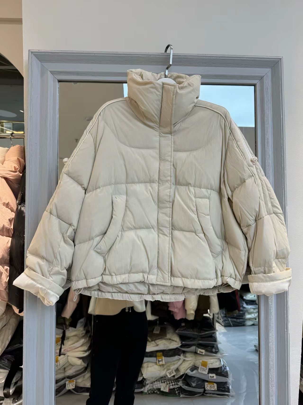 次品D125 盘扣羽绒服白色(M衣长60左右)
