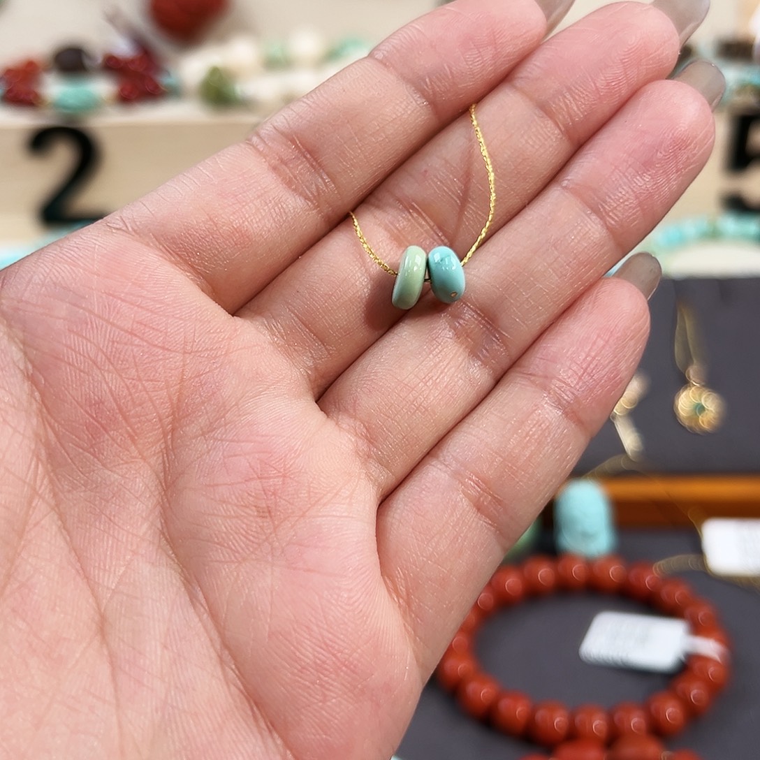 绿松石未镶嵌把件绿松石藏扣配饰