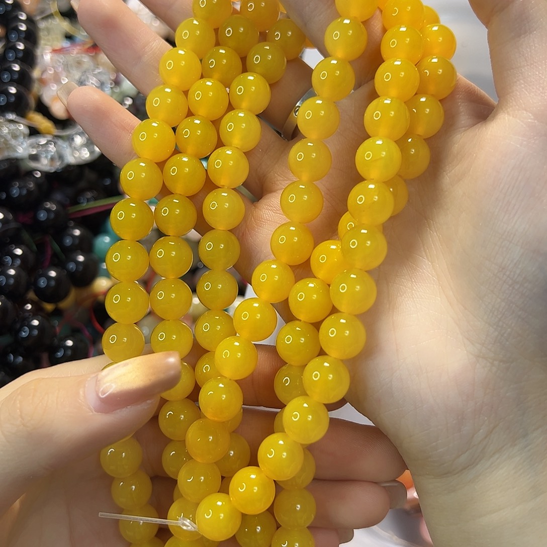 玛瑙/玉髓合金珠宝半成品鸡油黄玛瑙一条