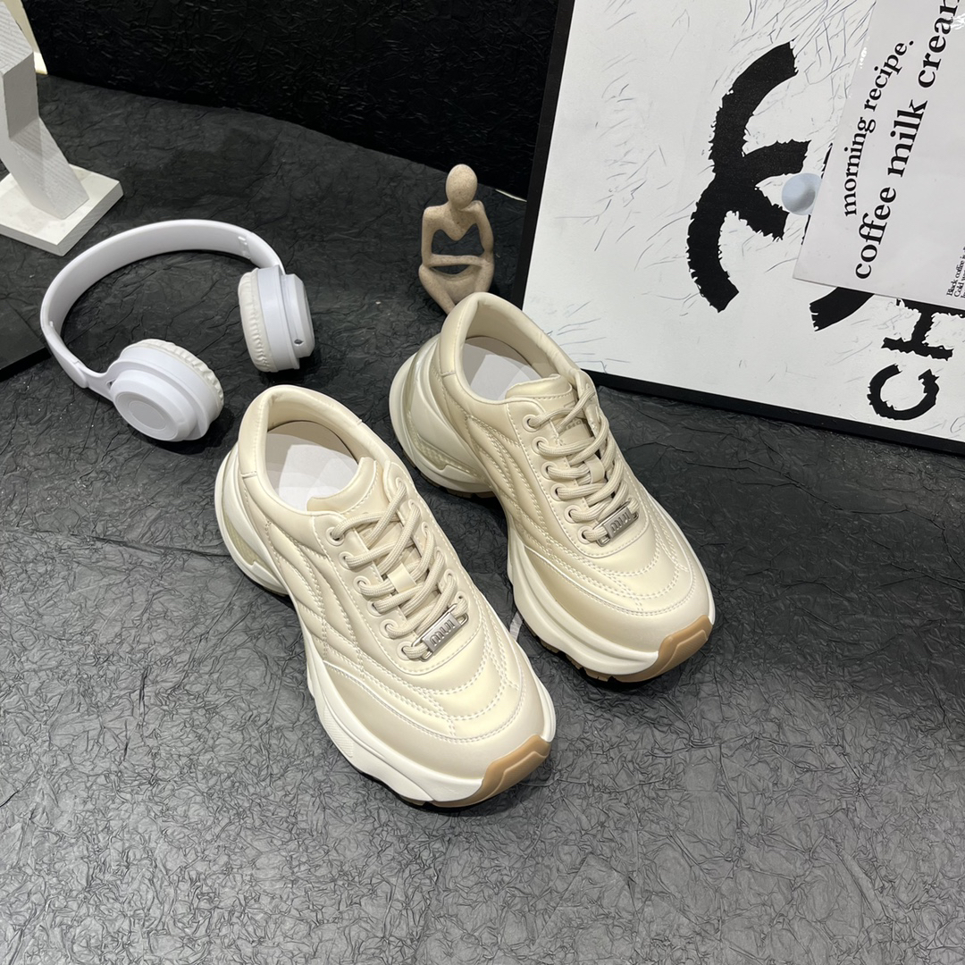 秀气欧货2025春夏新款真皮户外拼色厚底休闲慢跑运动鞋女鞋老爹鞋