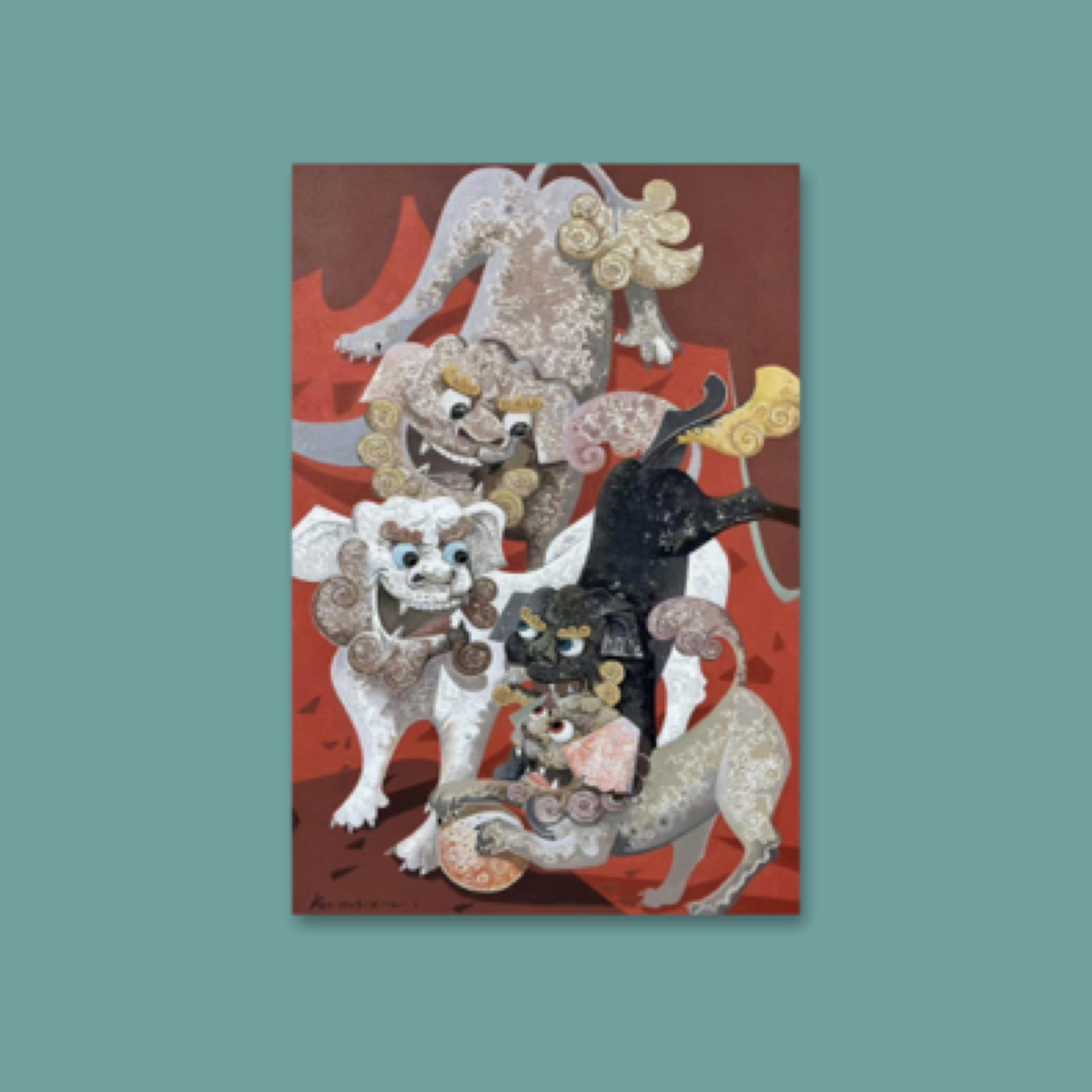 中美协画家闞胜相老师作品《瑞狮献福系列》尺寸：80X120CM 