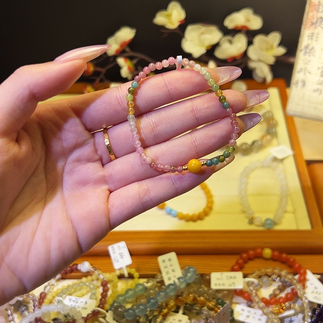 水晶手链银S925镶嵌T碧玺1341