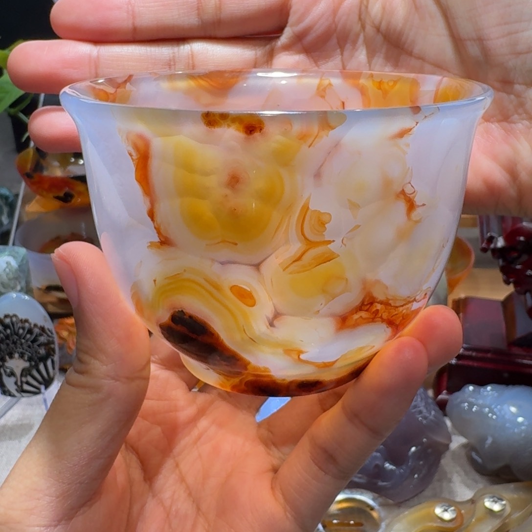 玛瑙/玉髓玛瑙茶杯未镶嵌霁**风