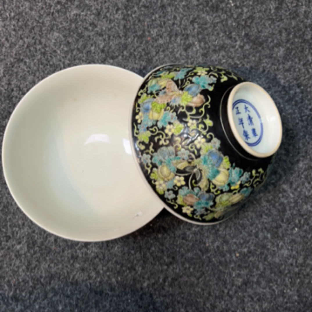 乌金釉瓜蝶绵绵对碗