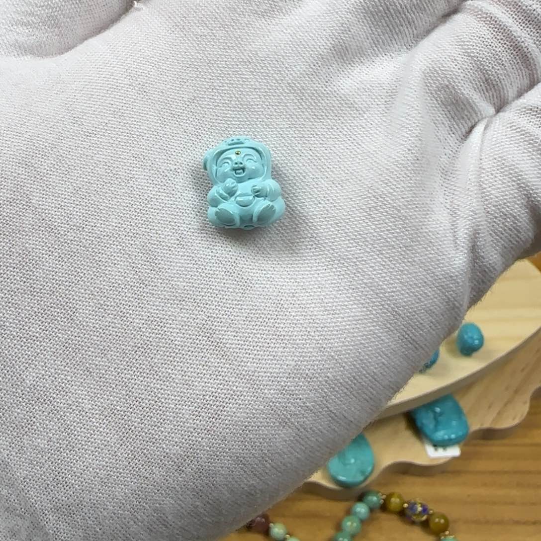 绿松石未镶嵌小猪猪雕刻件16