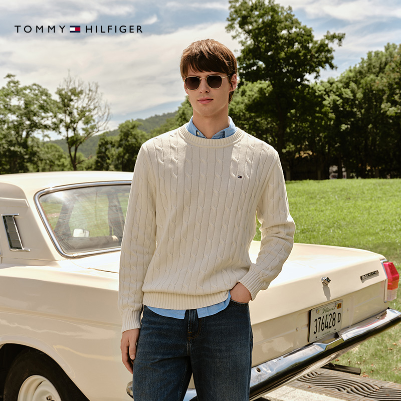 【绞花肌理】Tommy25新款秋冬男纯棉圆领内搭打底毛衣针织衫05598