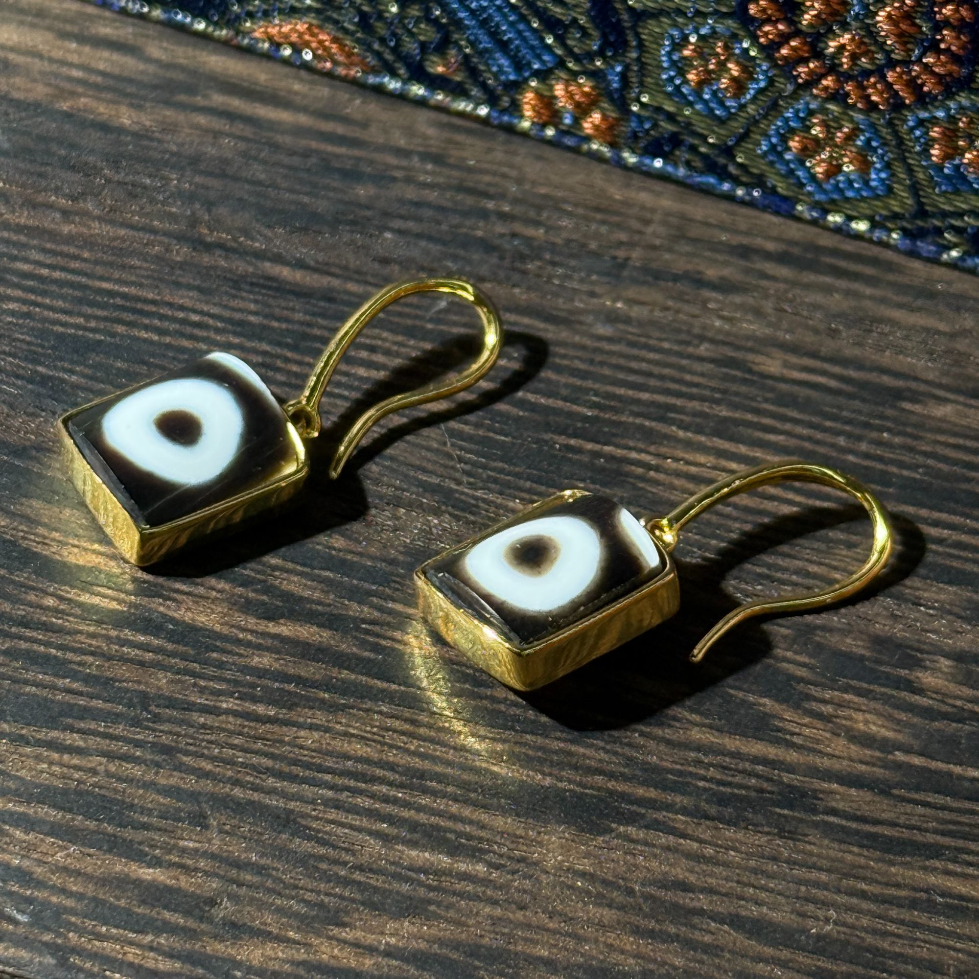 925银耳饰 一线天珠耳饰925银镀金