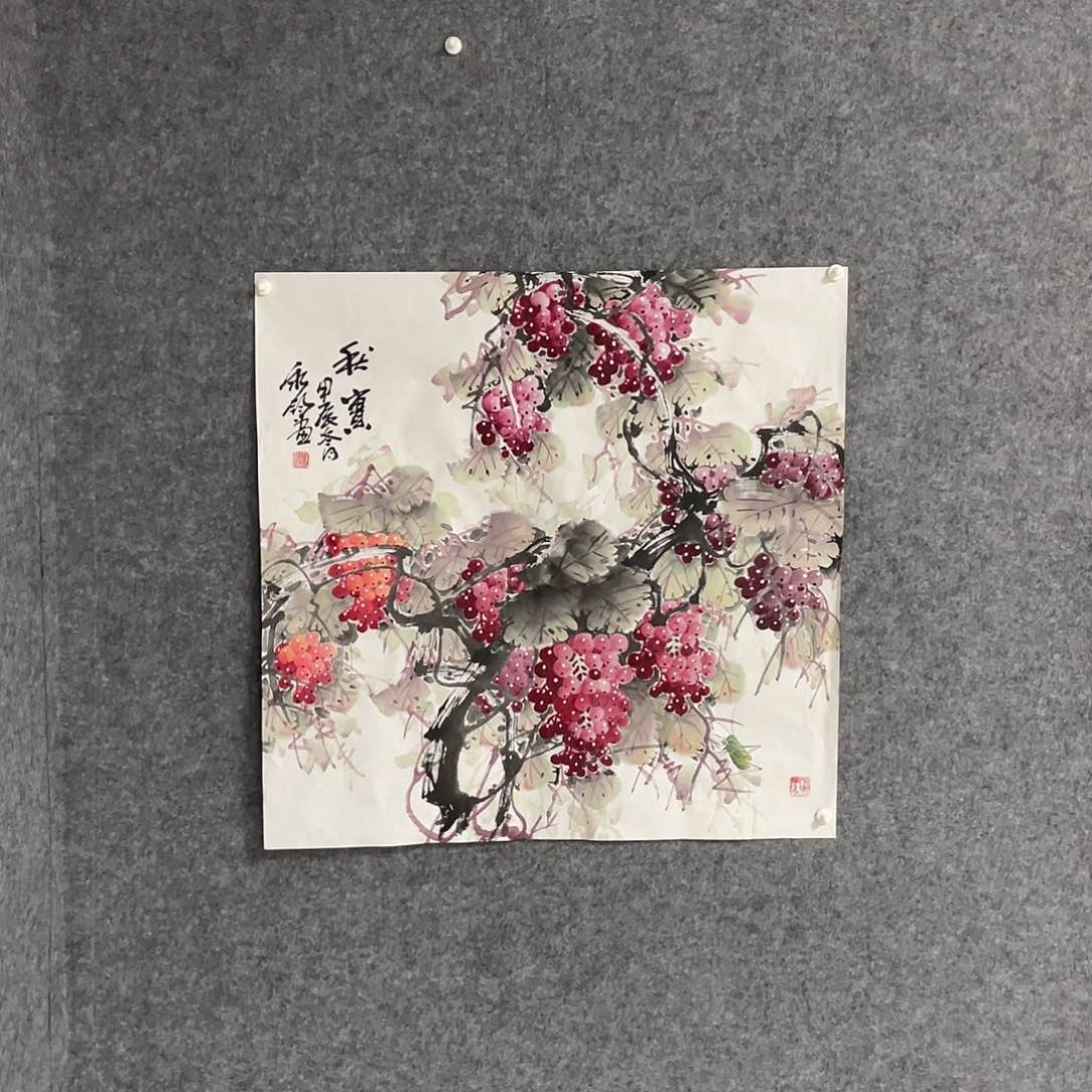 国画四尺斗方68.68 画芯漏