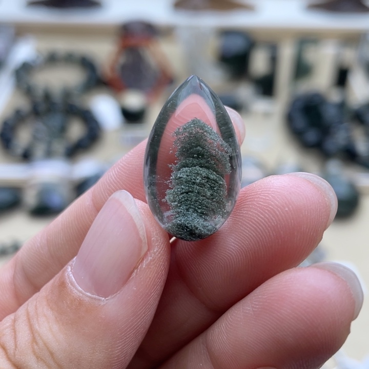 颈饰未镶嵌水晶绿幽灵千层山水滴