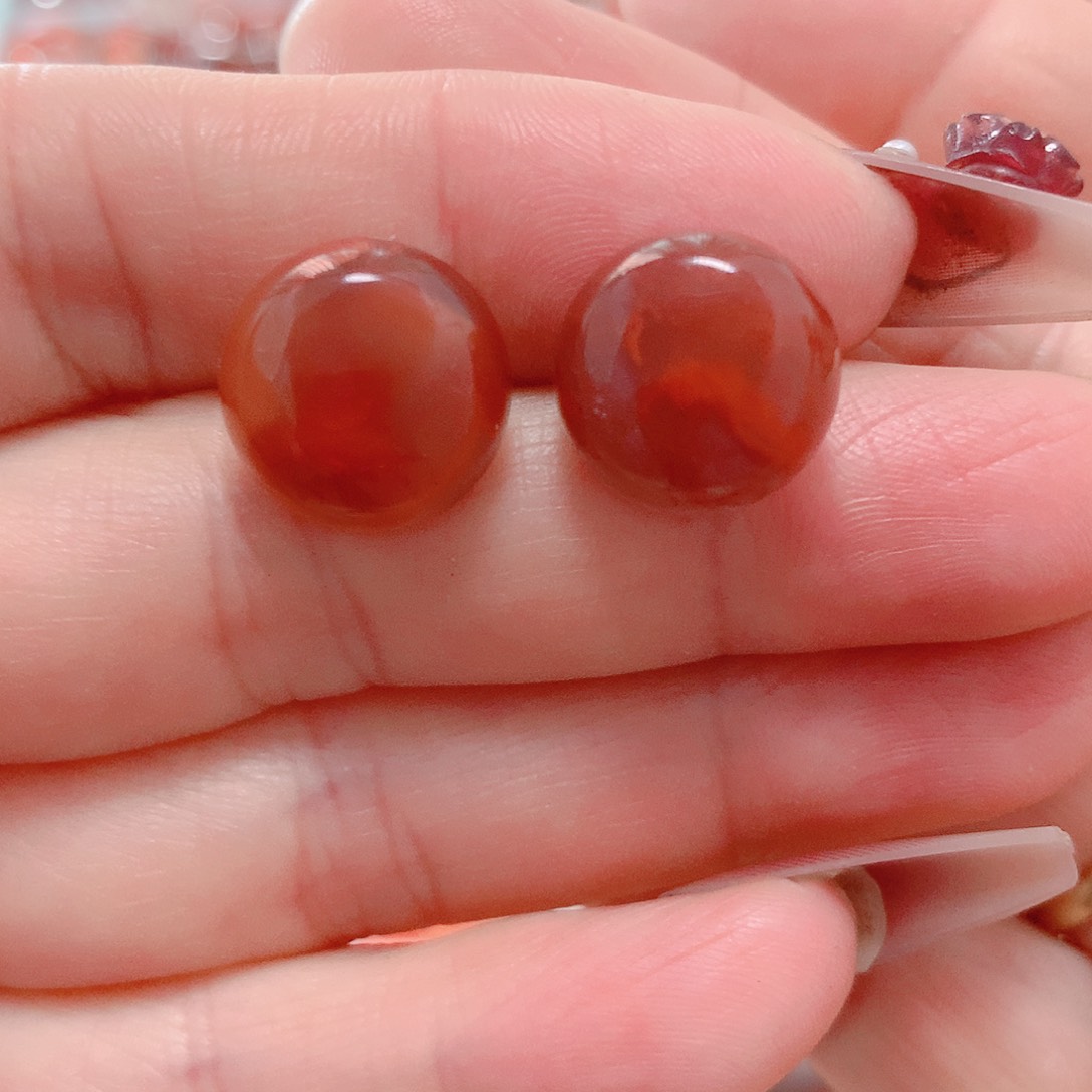 南红玛瑙耳坠银S925镶嵌