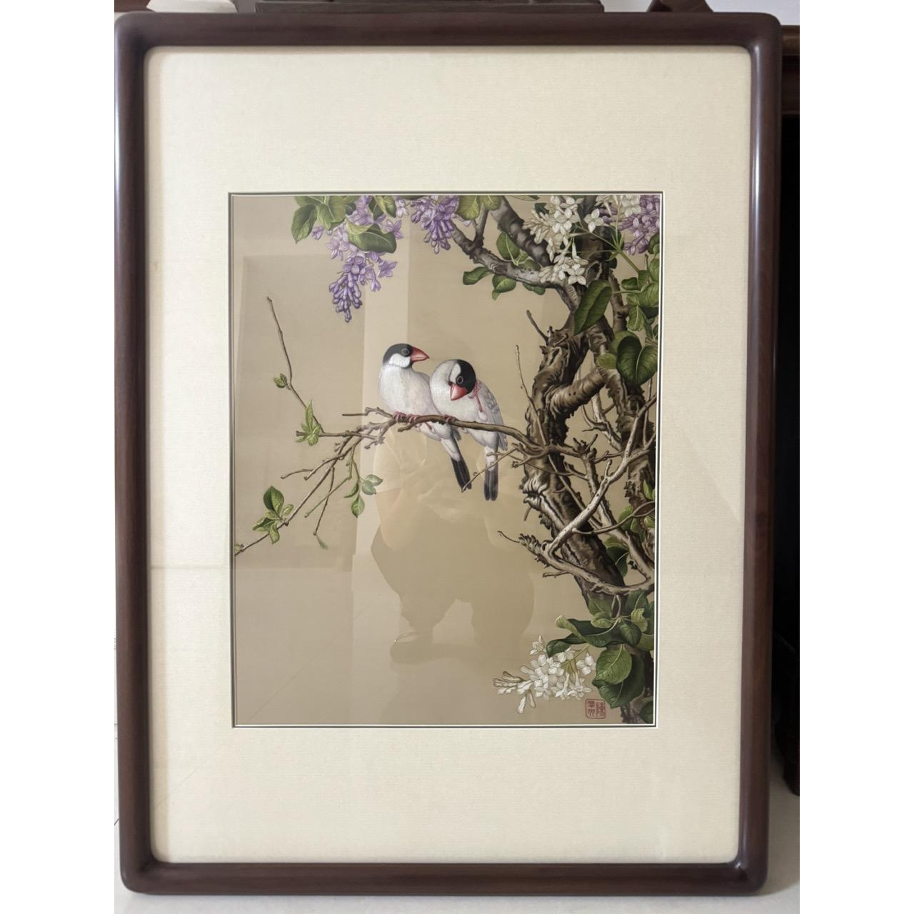 CQYCX郎世宁（紫藤双鸟）装饰摆件 40*50 画芯