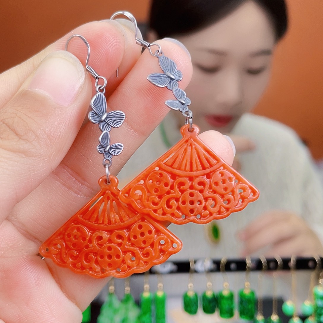 翡翠未镶嵌耳饰饰品