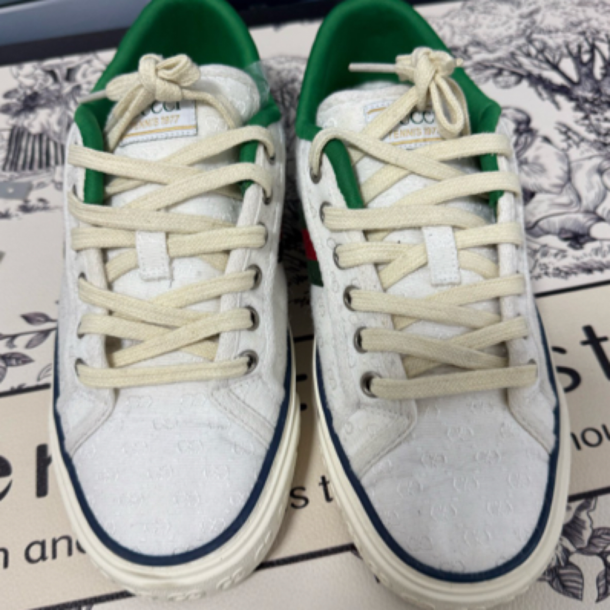 95新 GUCCI/古驰 Tennis1977白色板鞋/39码ysc0053