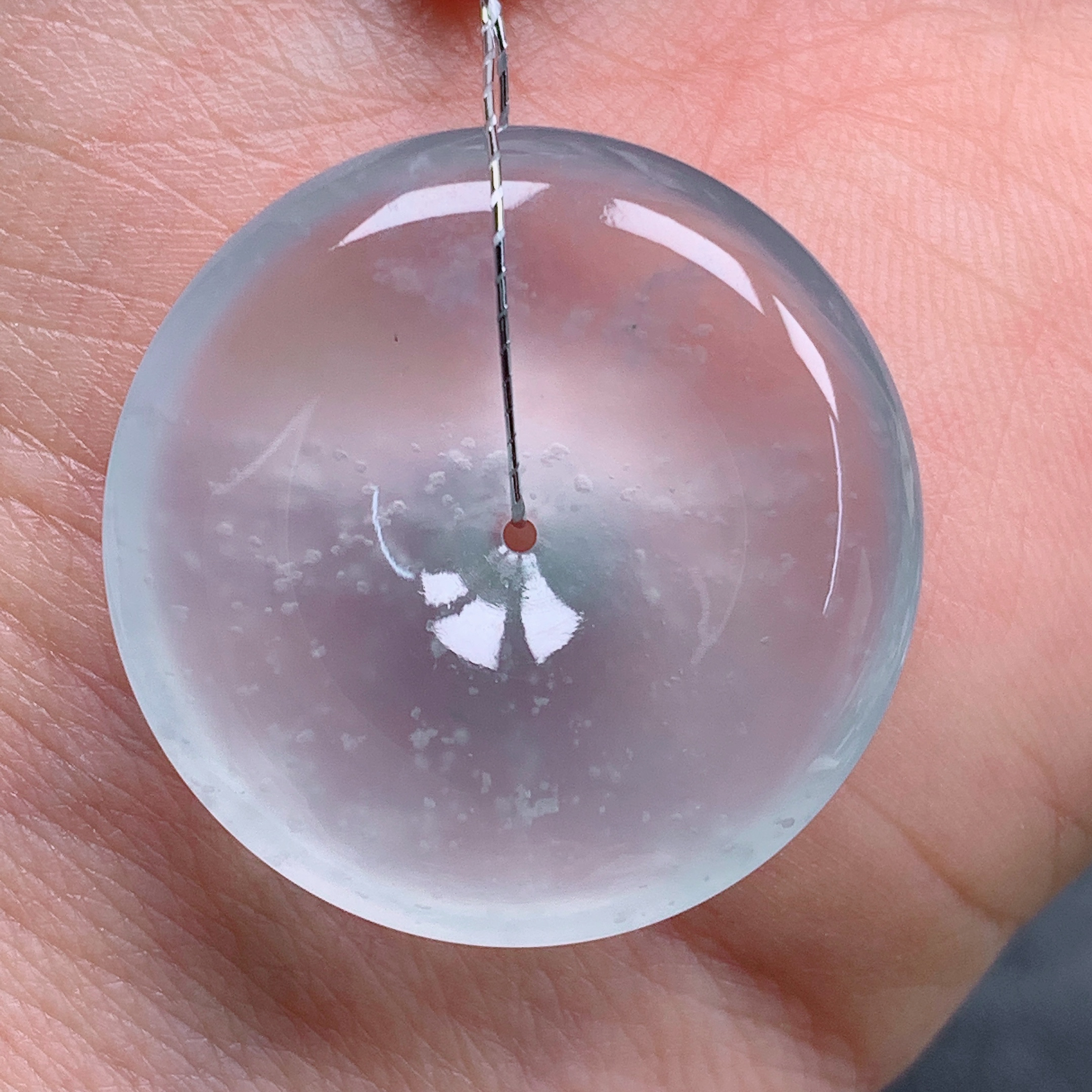 天然缅甸翡翠A货高冰雪花平安扣气质精美尺寸27+6  425