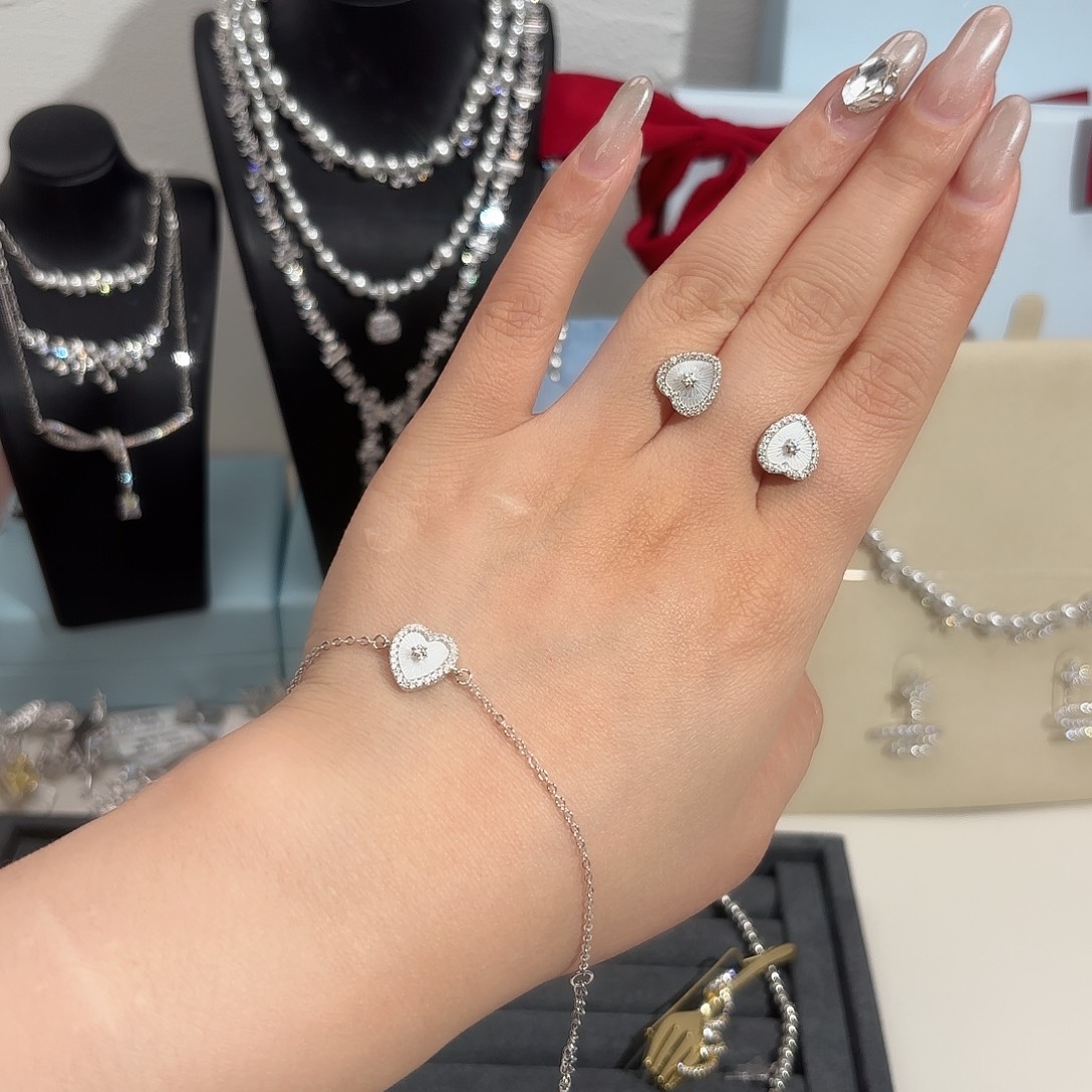 琉璃纯铜合金白色桃心一套