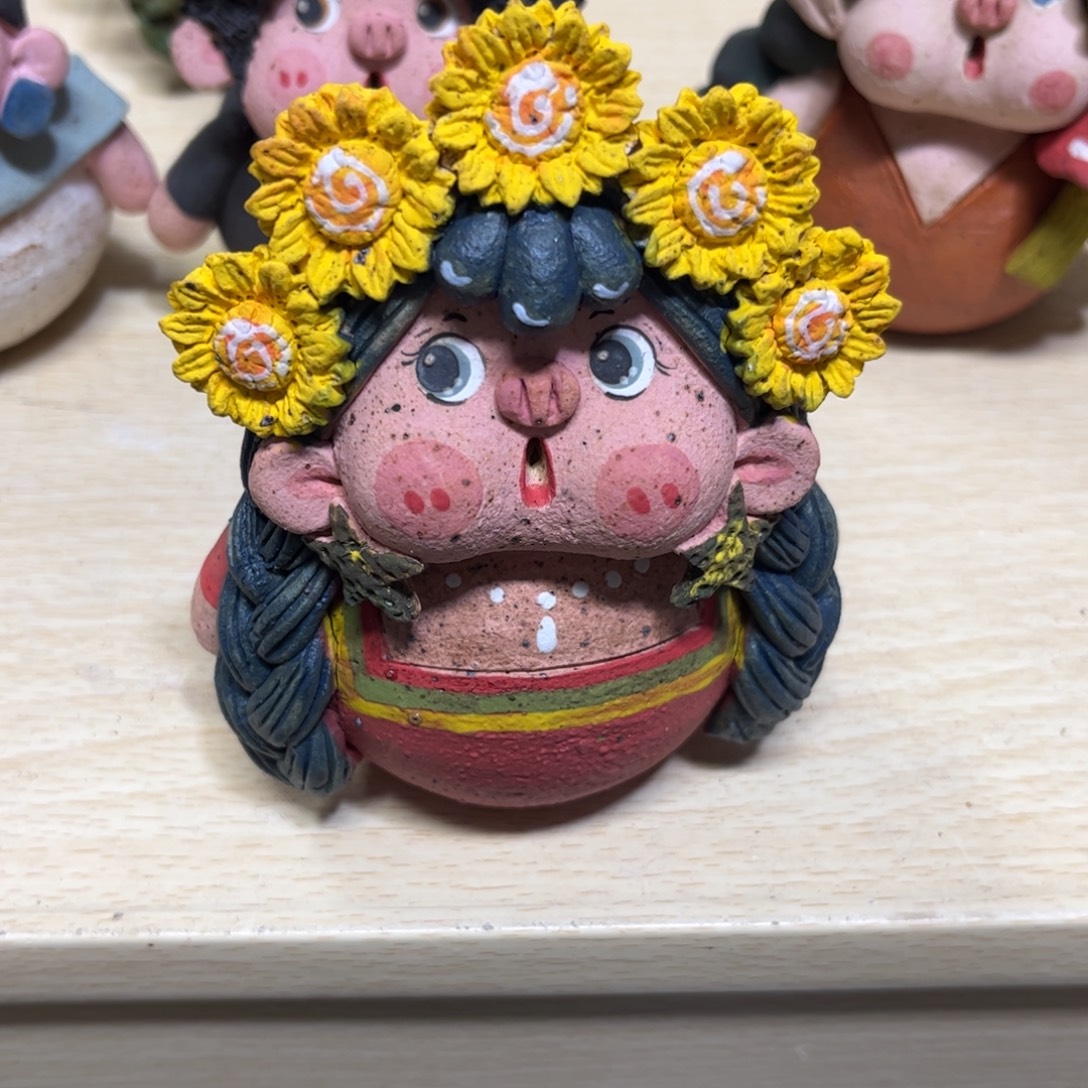泥塑古镇炻陶花盆
