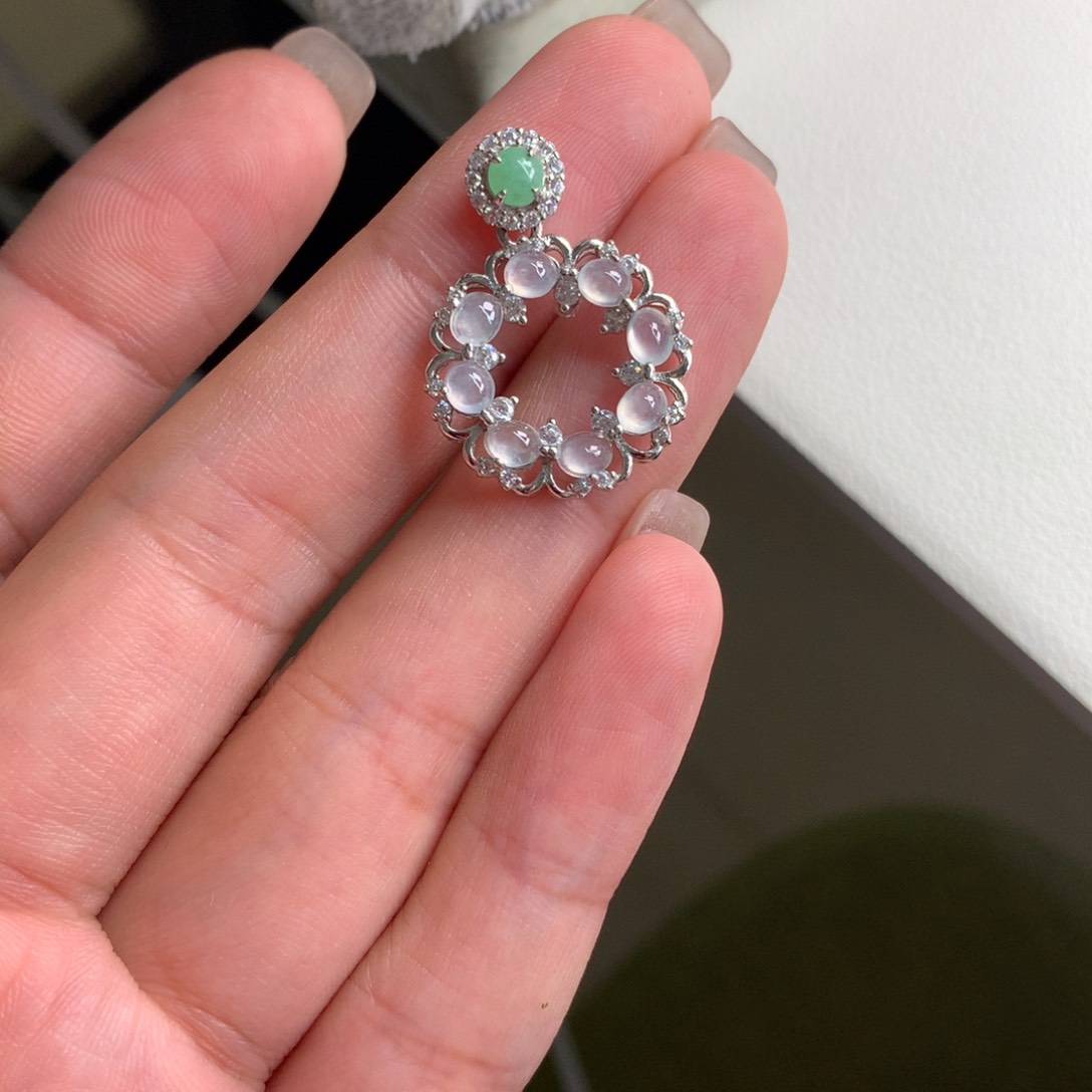翡翠银S925镶嵌吊坠(不含链)吊坠