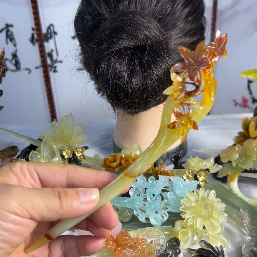 蛇纹石玉未镶嵌发饰