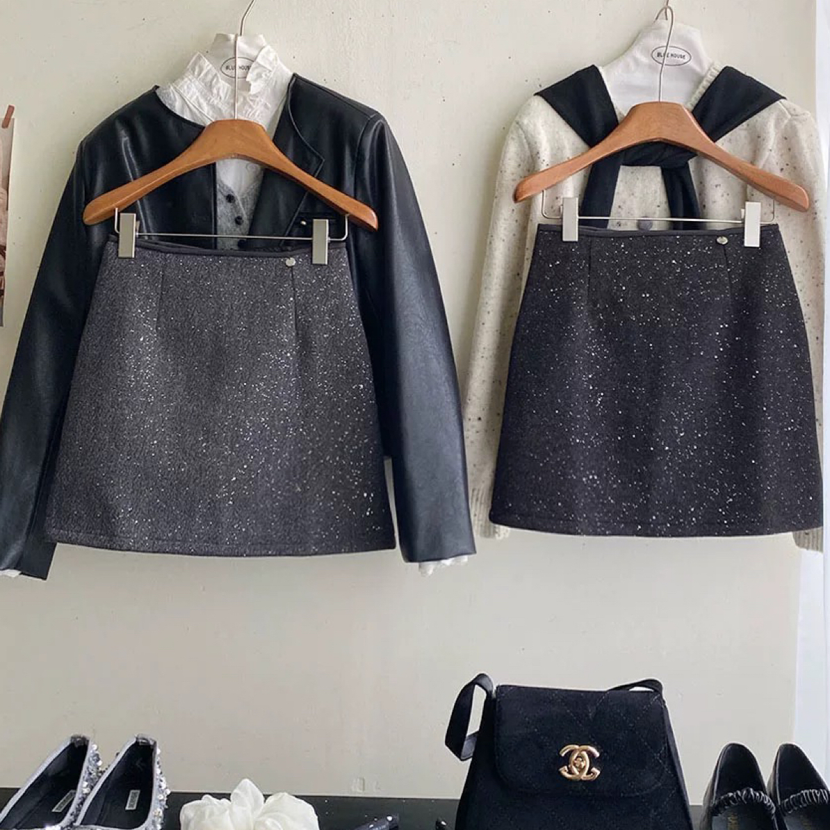 【成功姐姐】亮片裙西装半身裙女新款时尚高腰显瘦A字包臀裙