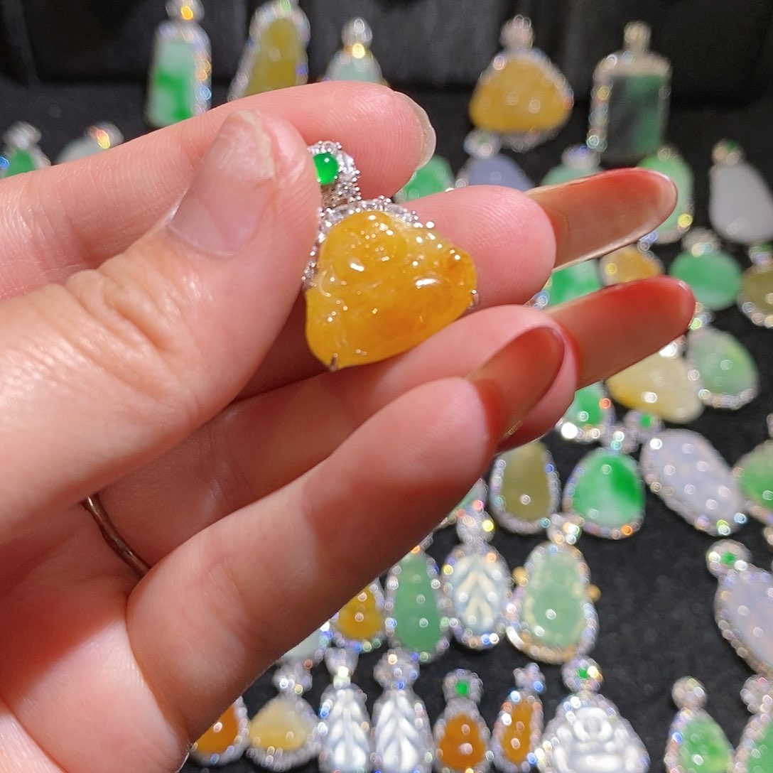 颈饰银S925镶嵌翡翠天然翡翠
