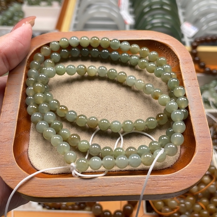 和田玉珠串6mm未镶嵌