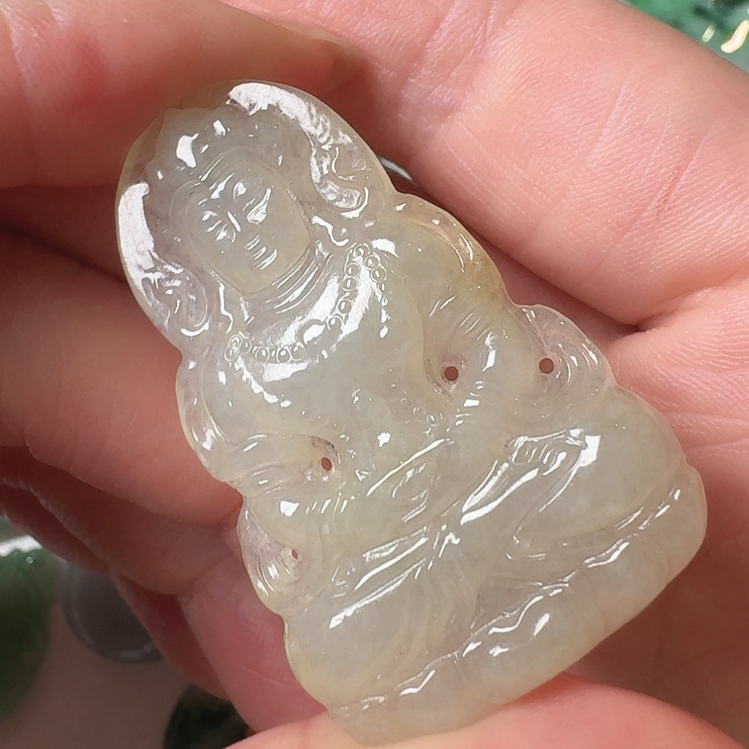 翡翠未镶嵌颈饰度母