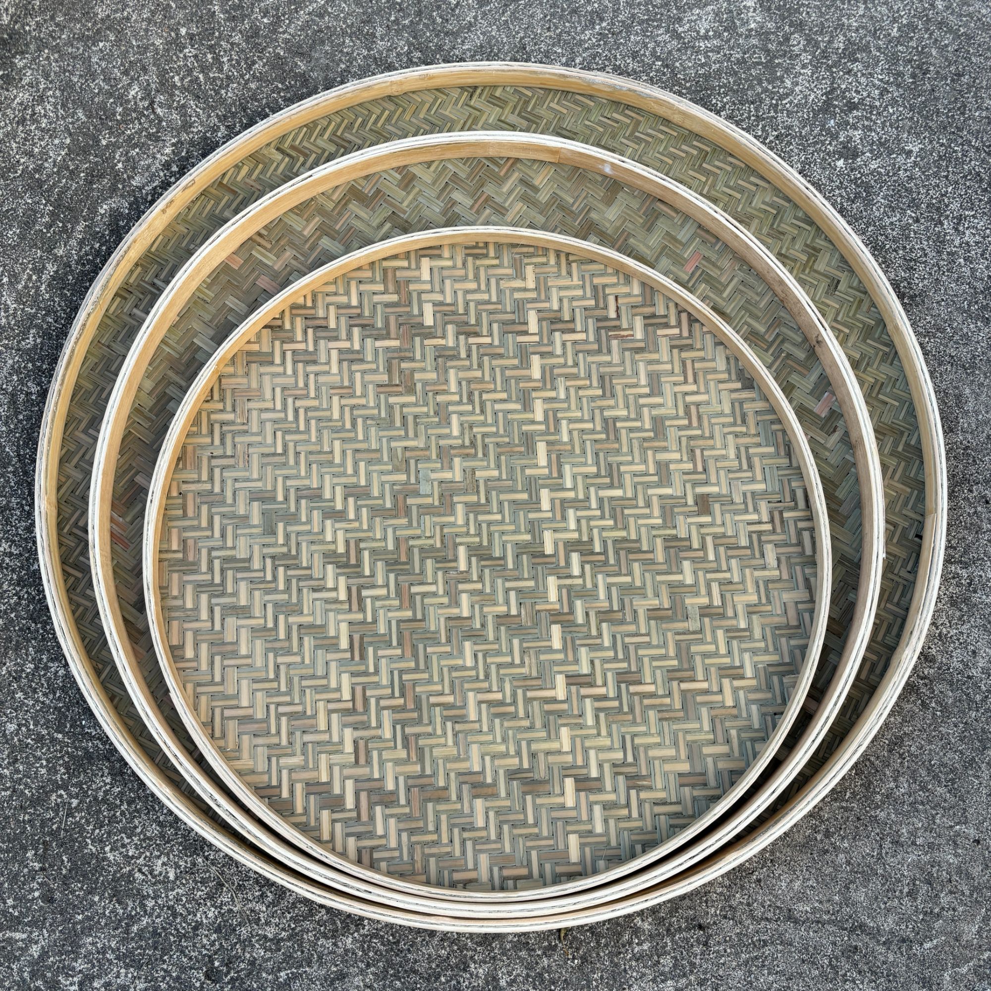 留青无孔60+70+80三件套竹子头层皮家用晾晒收纳簸箕