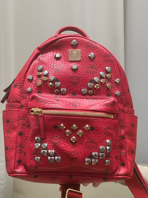 95新 MCM mcm双肩包红色