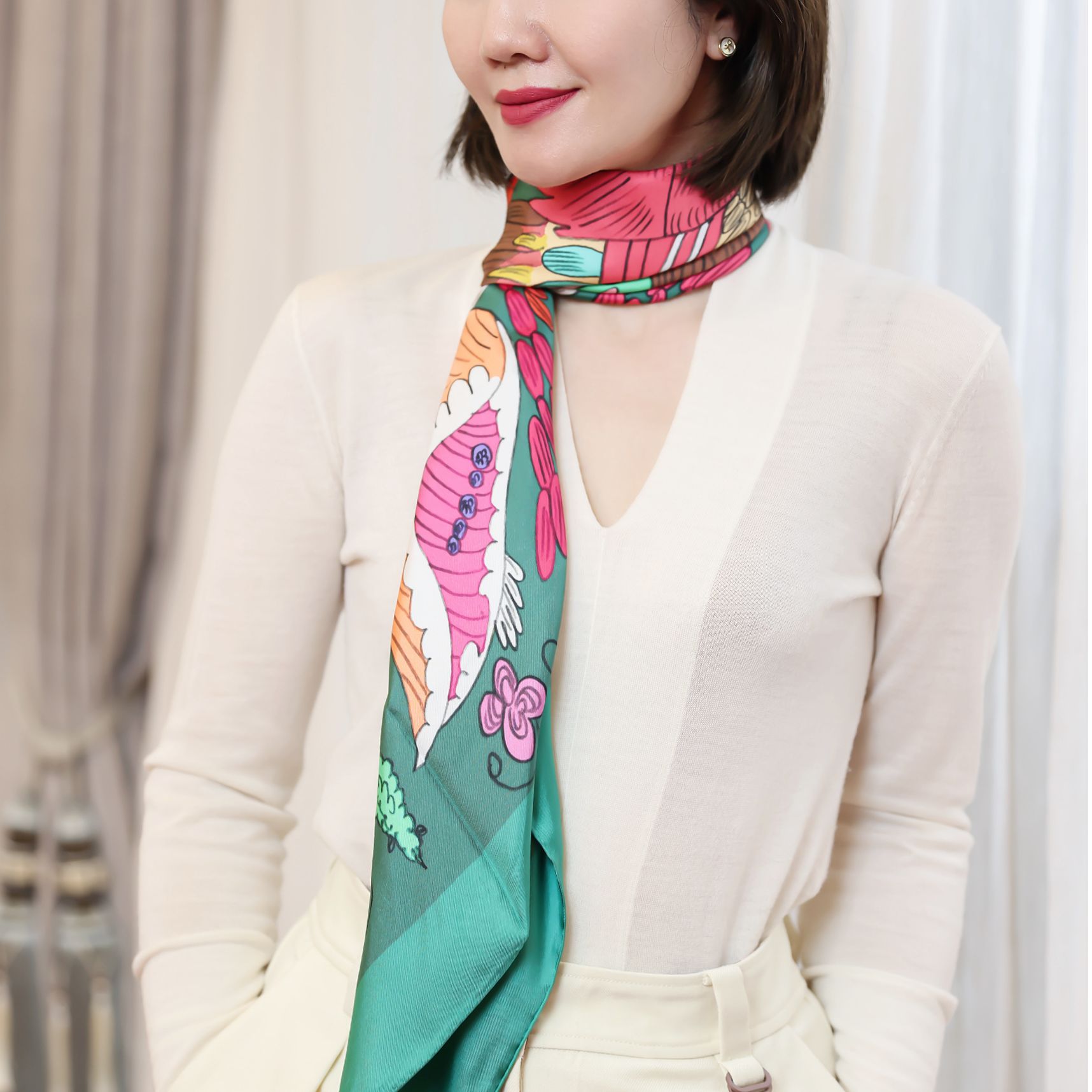 《期盼》王然布舍&艺术家插画联名系列丝巾