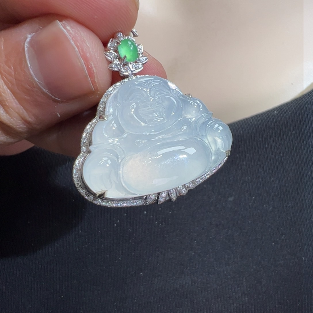 翡翠吊坠(不含链)18K金镶嵌