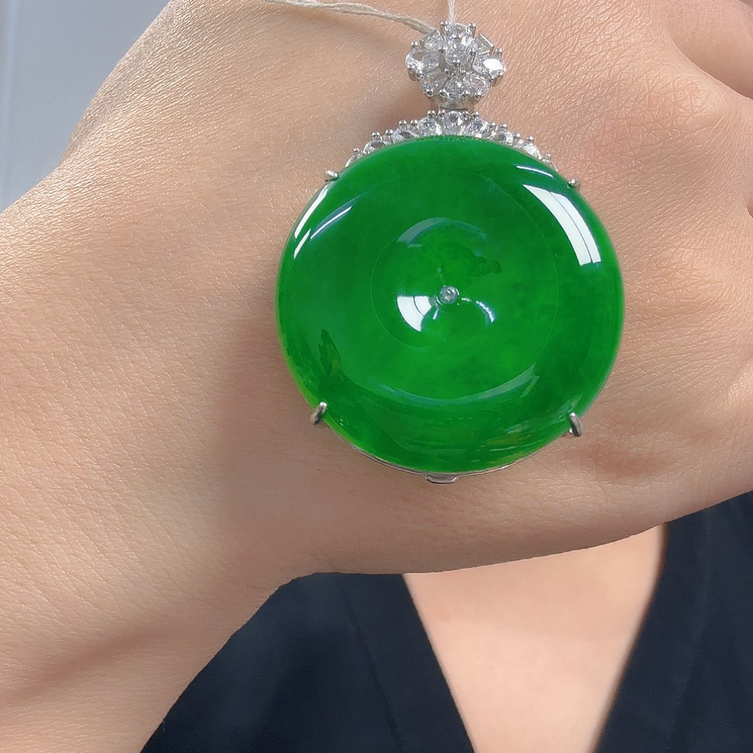 颜***兄翡翠银S925镶嵌吊坠(不含链)