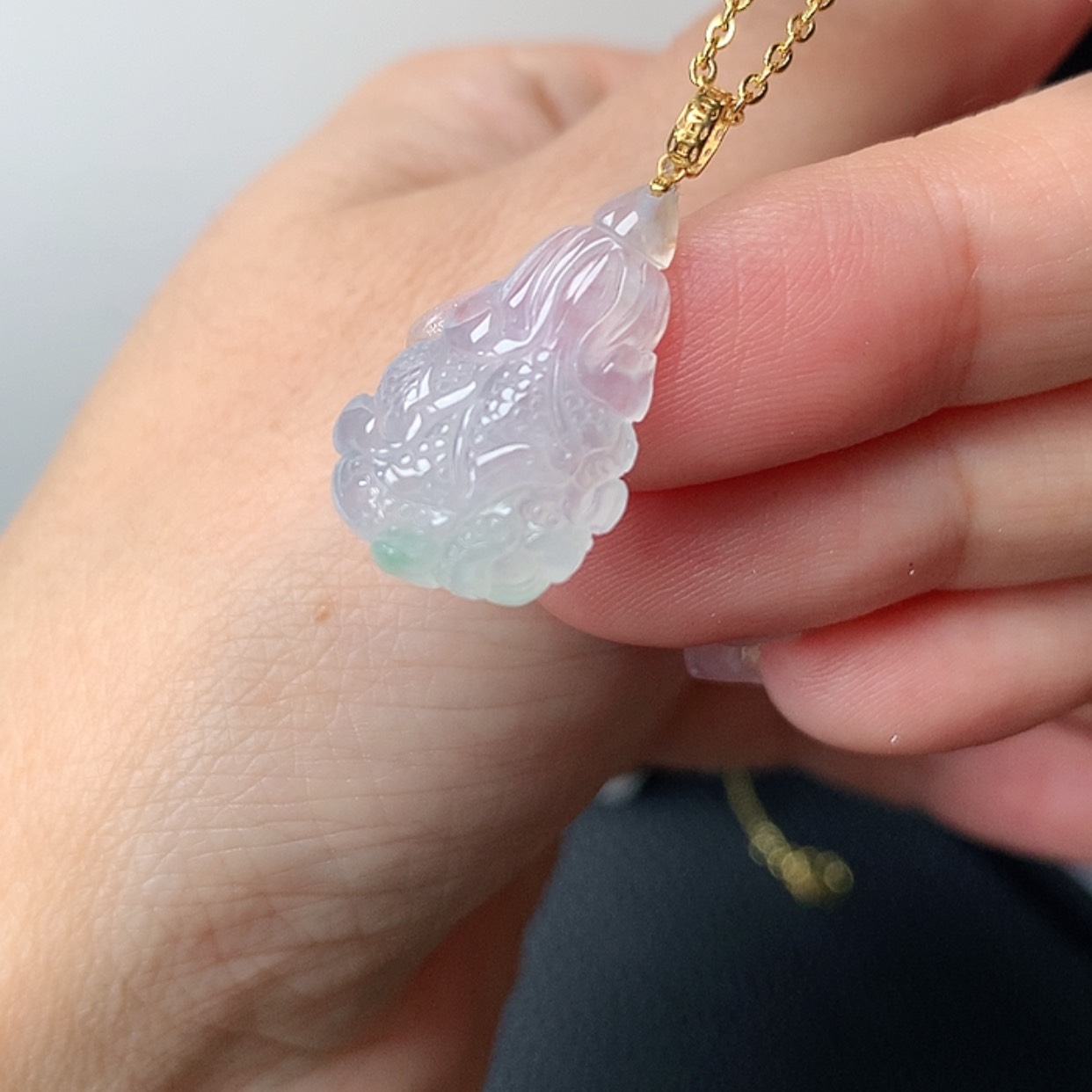 【闪购商品】翡翠18K金镶嵌吊坠(赠链)