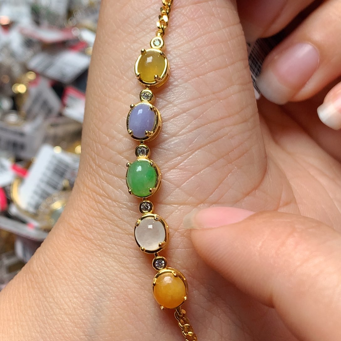 翡翠戒指银S925镶嵌天然翡翠手链