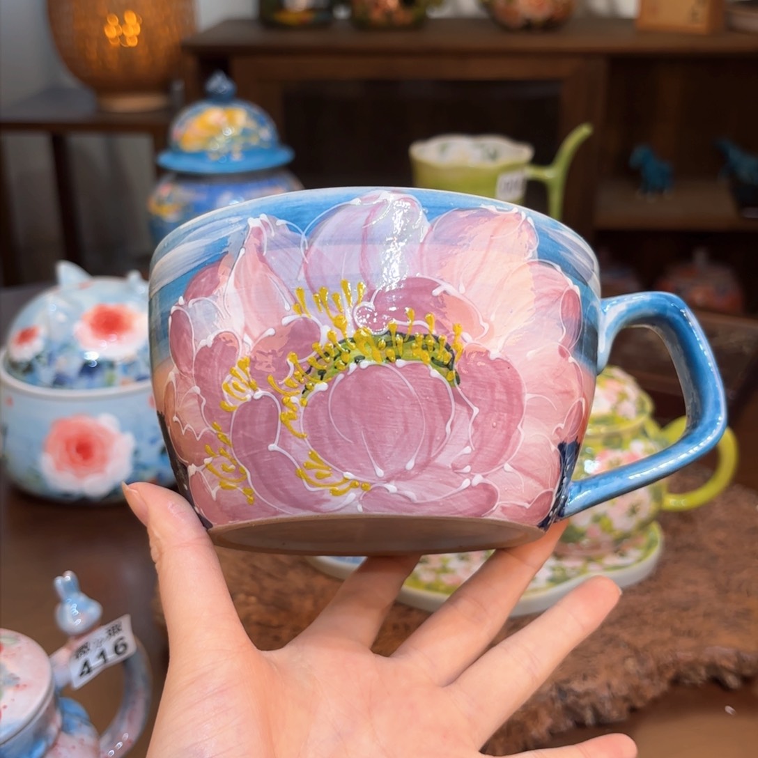 景德镇手绘高温釉下彩陶瓷茶具