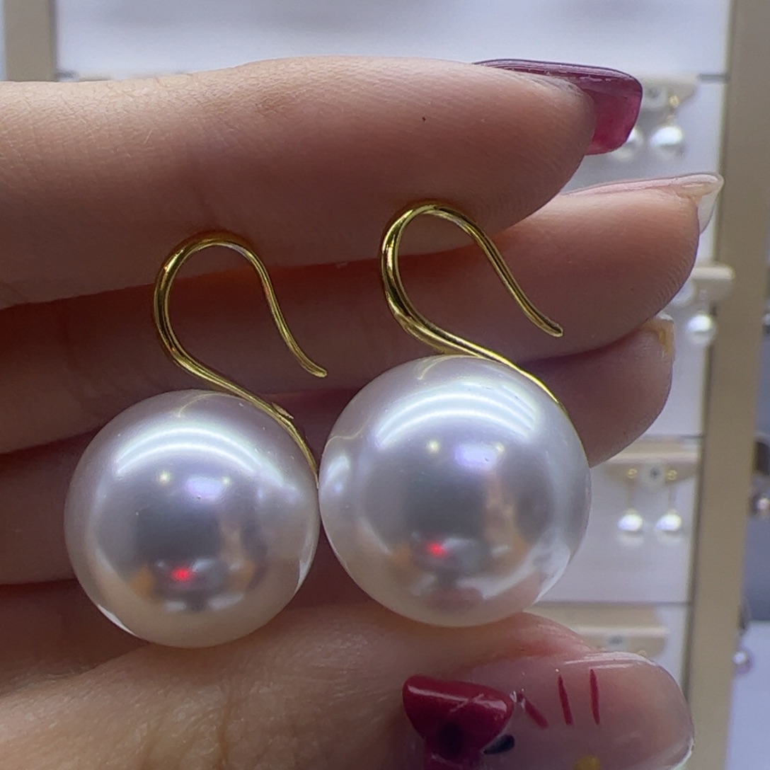 淡水珍珠耳饰18K金镶嵌