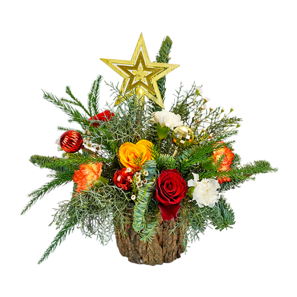 圣诞节 松枝小木花桶 预售