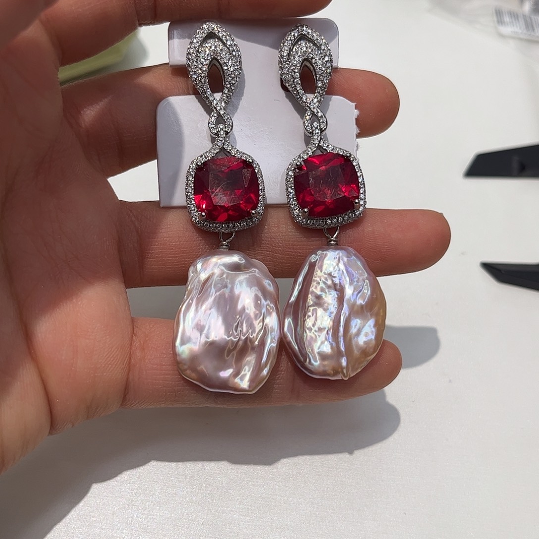 淡水珍珠耳饰合金