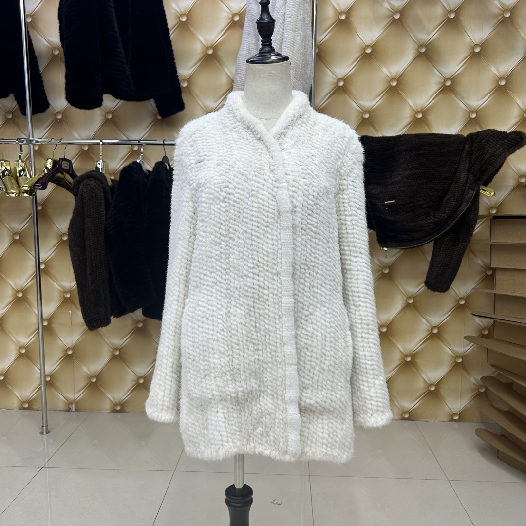 燕子家水貂外中长款编织貂上衣女士保暖貂毛衣服加厚貂绒宽松慵懒