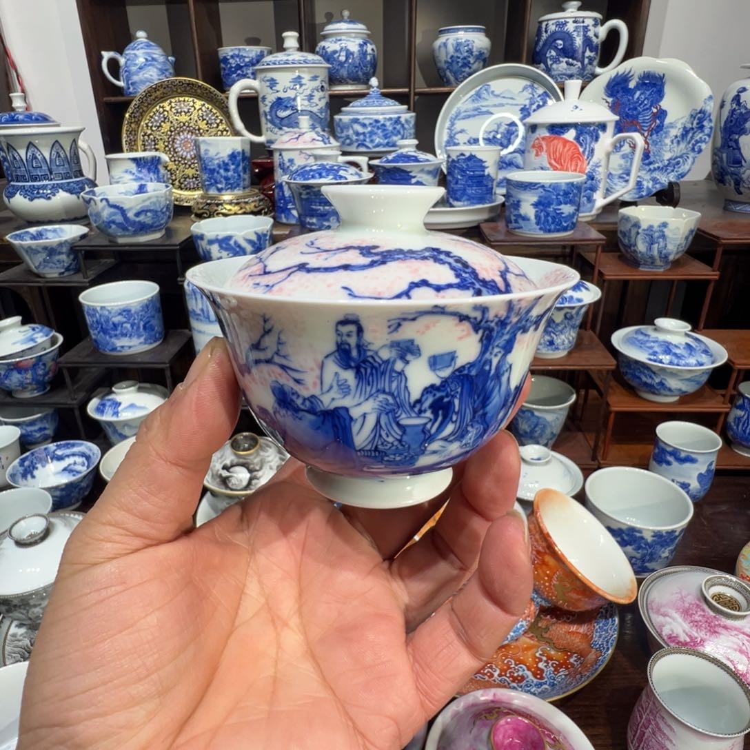 沈老师桃源三结义盖碗