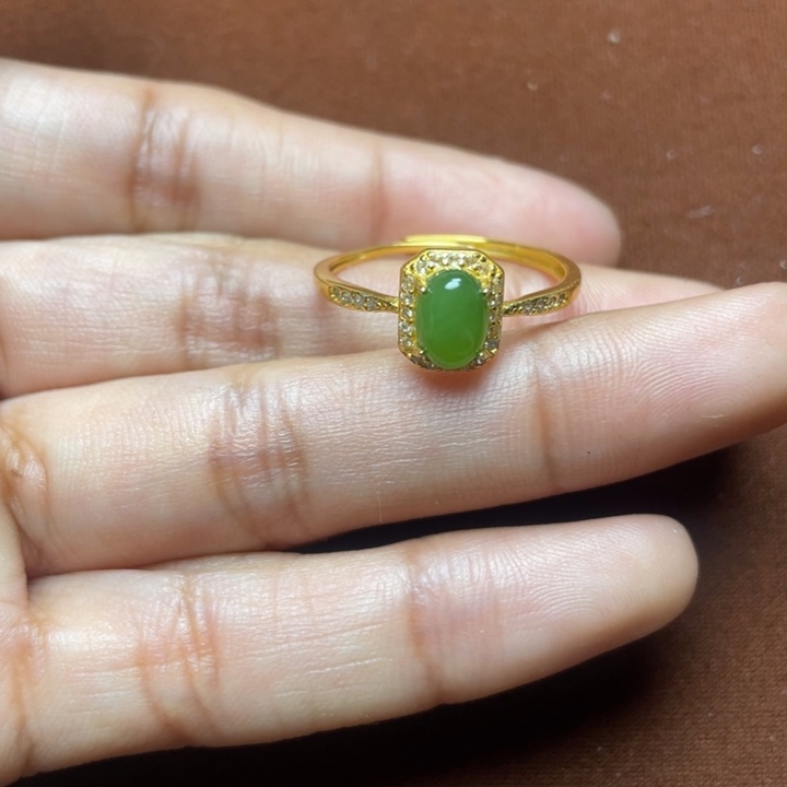 和田玉戒指银S925镶嵌