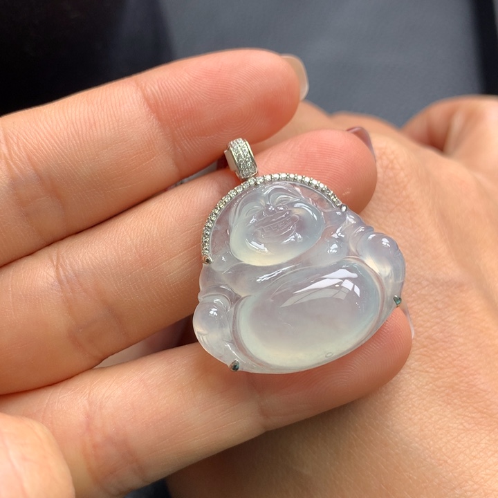 翡翠吊坠(不含链)18K金镶嵌