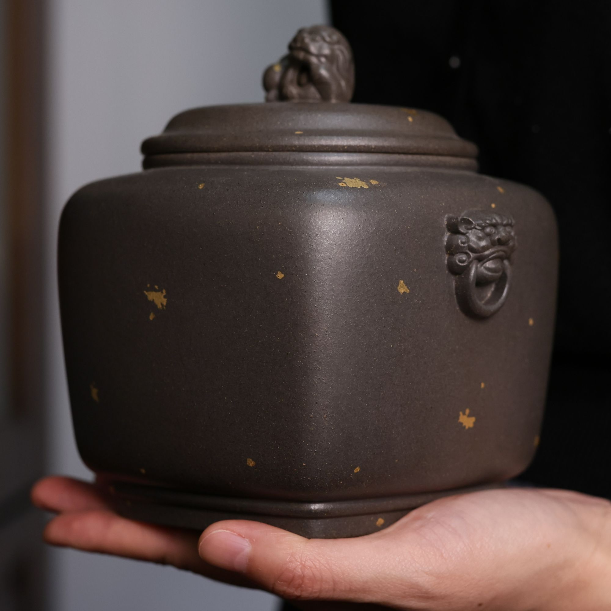 宜兴原矿还原烧段泥洒金紫砂茶叶罐储茶罐家用