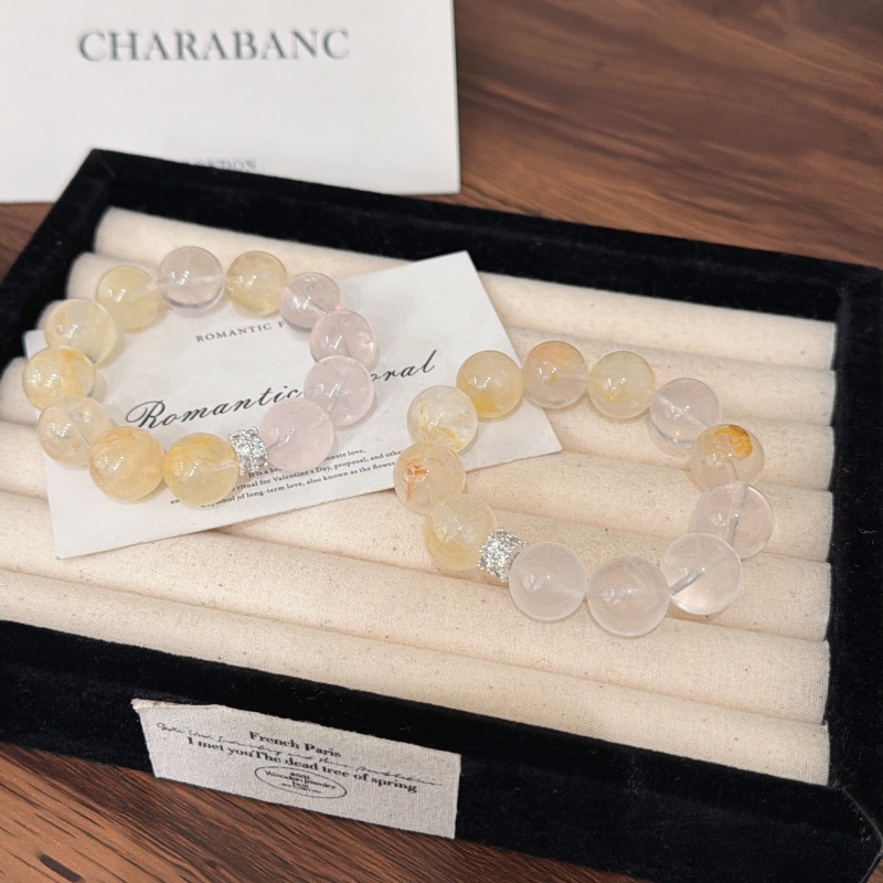 X2711黄胶花奶白晶手链高端轻奢手串多样性发一