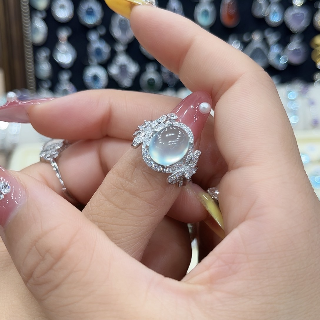 岫玉银S925镶嵌戒指晓**师戒指