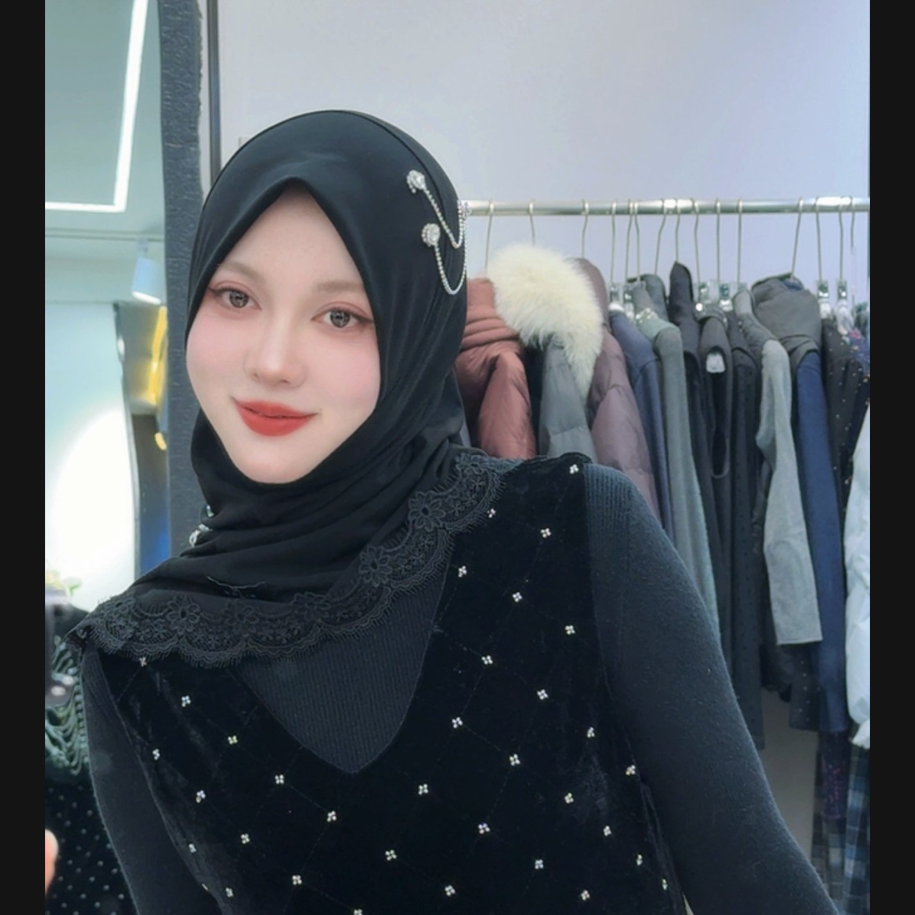 M颜  花间拾梦锆石链条重工套头巾