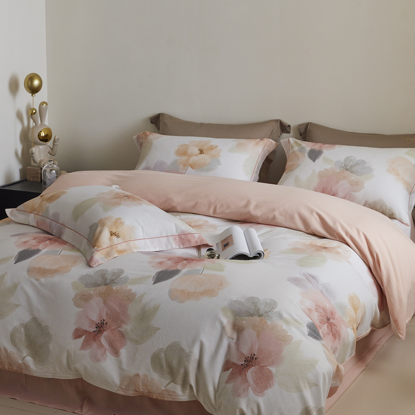 双面纯棉加厚磨毛四件套 秋冬100全棉亲肤印花简约时尚单人三件套