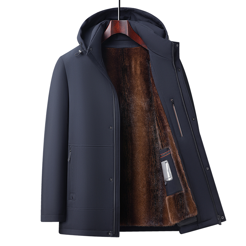 【袖子+毛 可脱卸】爸爸装棉衣加绒加厚中老年男装冬季棉服保暖衣服