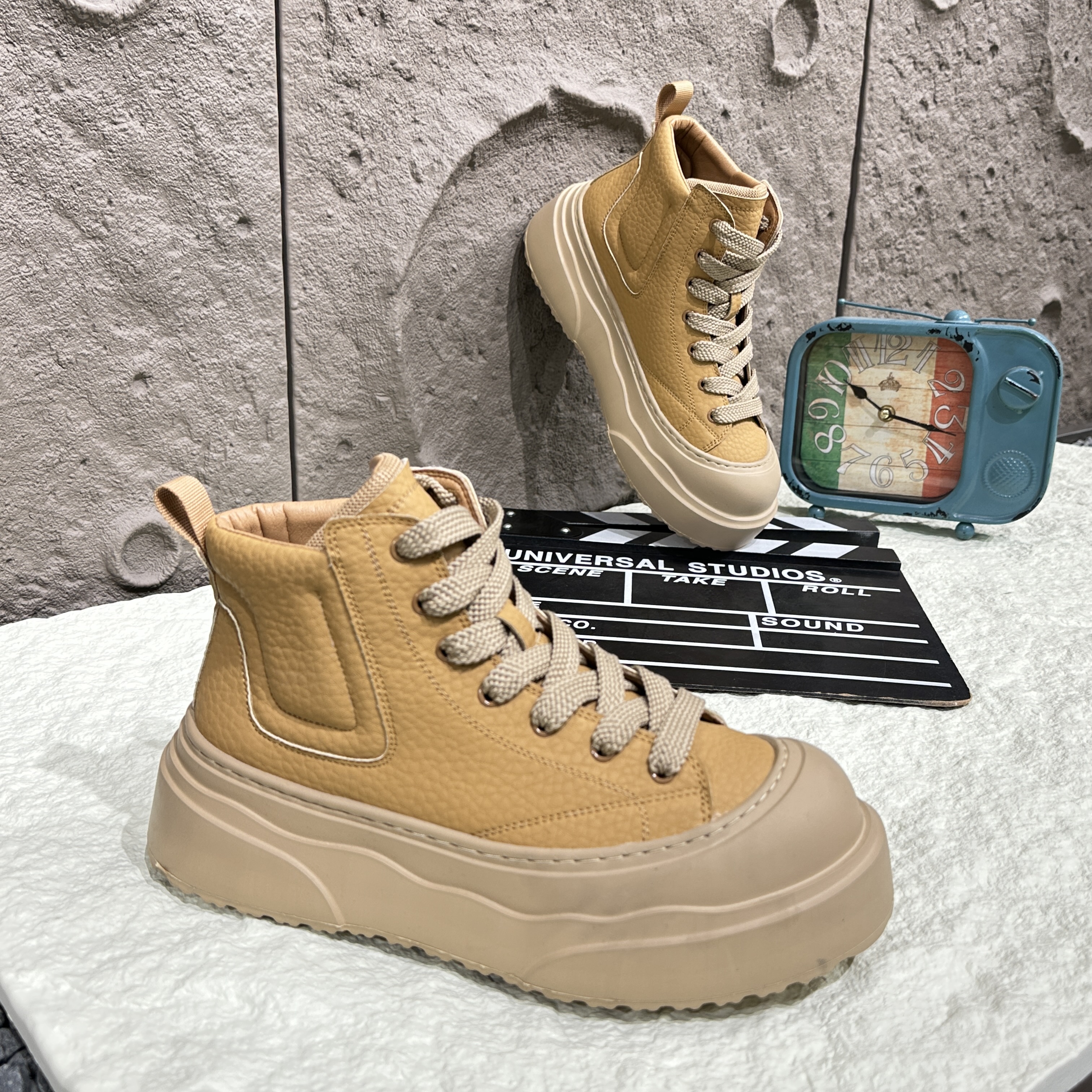 2025百搭男鞋-工装靴休闲风系带朋克风马丁靴时尚复古百搭版潮鞋