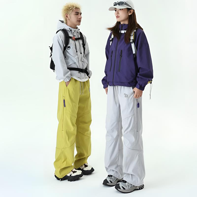 拓雪者机能风加绒冲锋工装裤男女秋冬季户外三防滑雪裤宽松伞兵裤