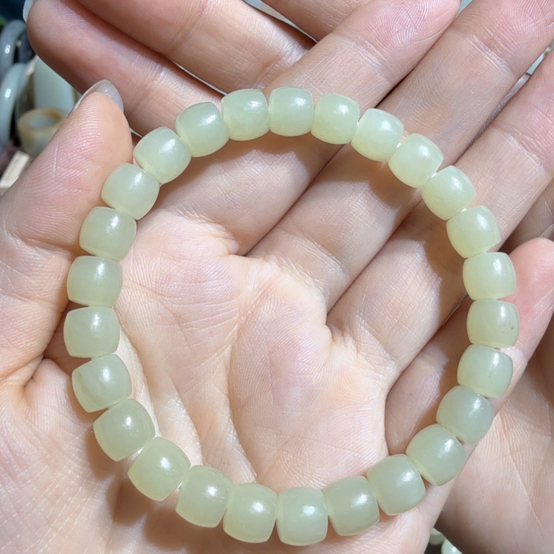 和田玉手串尺寸7*8未镶嵌